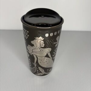 Starbucks 2017 Anniversary Reflective Siren Mermaid Ceramic Travel Mug Black